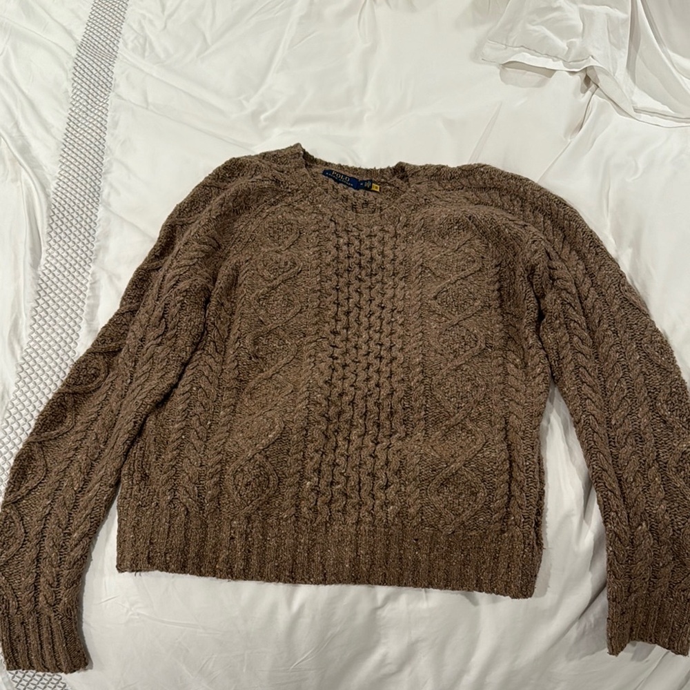 Brand New Polo Ralph Lauren Men's Brown Cable Knit Sweater